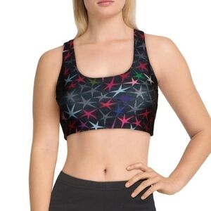 NWT Terez Women's Black Gray Starfish Multi Stars Sports Bra Size